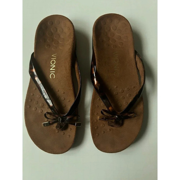 Vionic Women’s Bella ll Toe-Post Tortoise Slip On Thong Sandals - Picture 1 of 8